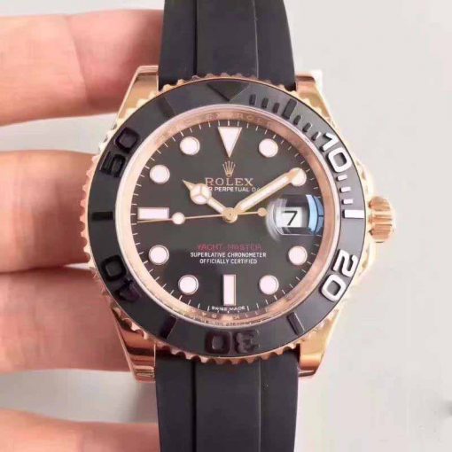 Replica horloge Rolex Yacht master 03 (40mm) 126655 Oysterflex-band Rose Gold-Automatic-Top kwaliteit!