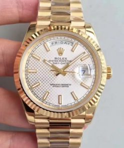 Replica horloge Rolex Day-Date 10 (40mm) 228238 Witte wijzerplaat(President band) Automatic Yellow Gold