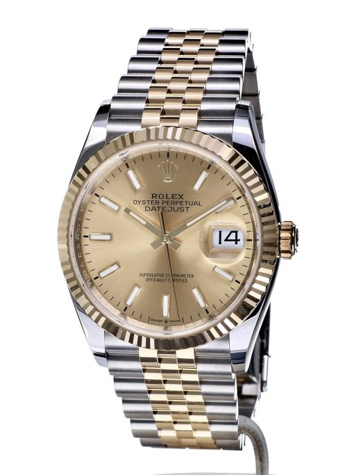 Replica horloge Rolex Datejust 37 (36mm) 126233 Jubilee Gold Steel Champagne Dial-Automatic-Top kwaliteit!