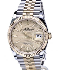 Replica horloge Rolex Datejust 36 (36mm) 126233 Oyster Jubilee Gold Steel Champagne Palm-Automatic-Top kwaliteit!