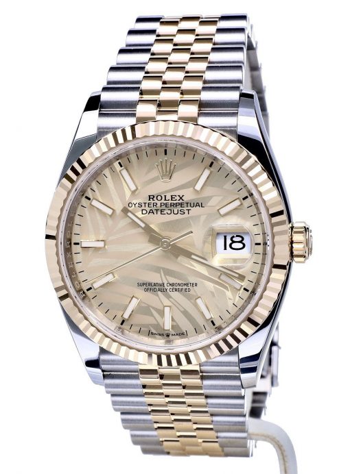 Replica horloge Rolex Datejust 36 (36mm) 126233 Oyster Jubilee Gold Steel Champagne Palm-Automatic-Top kwaliteit!