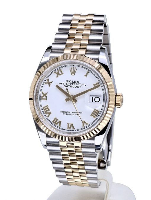 Replica horloge Rolex Datejust 34 (36mm) 126233 (Jubilee band) Witte wijzerplaat (Romans) Bi-color-Automatic-Top kwaliteit!