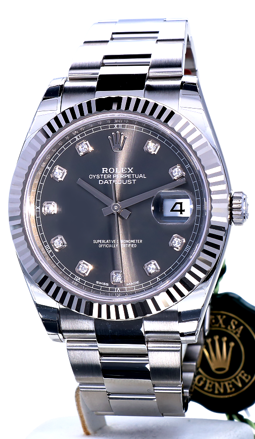 Replica horloge Rolex Datejust ll 33 (41mm) 126334 Steel Rhodium Diamond Dial-Automatic-Top kwaliteit!