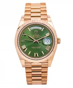 Replica horloge Rolex Day-Date 02 (40mm)  Romans Groene wijzerplaat Automatic 228235 Anniversary-Everose gold-Top kwaliteit!