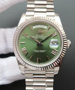 Replica horloge Rolex Day-Date 05 (40mm) 228239 Olijfgoene wijzerplaat / Automatic / President witgoud-Top kwaliteit!