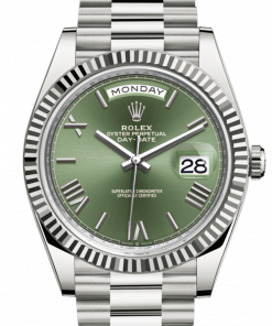Replica horloge Rolex Day-Date 05 (40mm) 228239 Olijfgoene wijzerplaat / Automatic / President witgoud-Top kwaliteit!