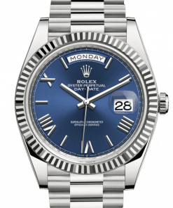 Replica horloge Rolex Day-Date 14 228239 (40mm) Blauwe wijzerplaat (President band) Automatic-Top kwaliteit!