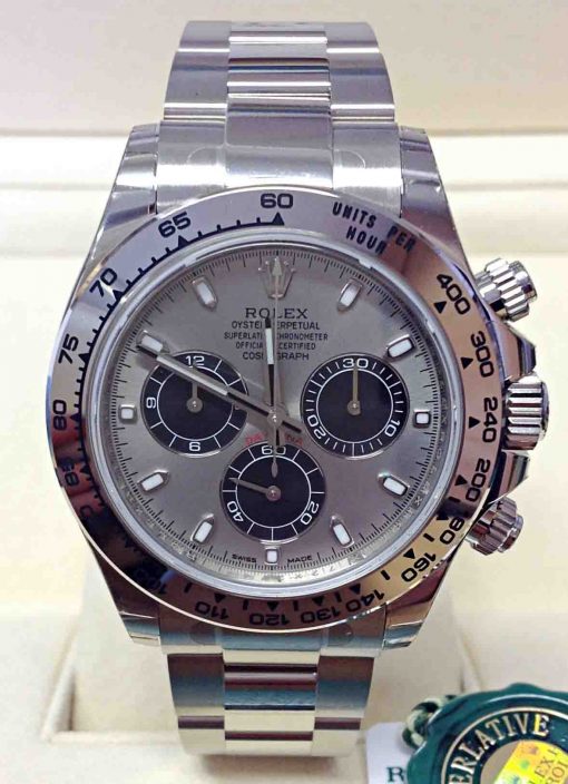 Replica horloge Rolex Daytona 04 cosmograph (40mm) 116509LN 18K witgoud Grijs-Oyster-band-Automatic-Top kwaliteit!