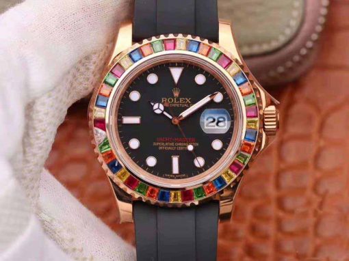 Replica horloge Rolex Yacht master 01 (40mm) 116695SATS Rose gold Oysterfex-Automatic-Top kwaliteit!