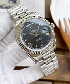 Replica horloge Rolex Day-Date 20 (40mm) 228239 President band (Zwarte wijzerplaat) Automatic