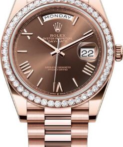 Replica horloge Rolex Day-Date 19 (40mm) 228345RBR president band-Chocolate Roman Rose Gold-Automatic