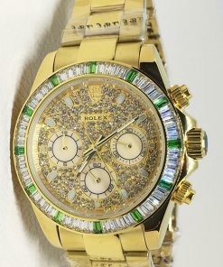 Replica horloge Rolex Daytona 13 cosmograph (40mm) Rainbow (Gold) Groen-Automatic-Top kwaliteit!