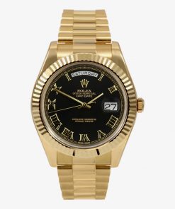 Replica horloge Rolex Day-Date 03 (40mm) 228235 Zwarte wijzerplaat (Gold) Romans (President band) Automatic-Top kwaliteit!