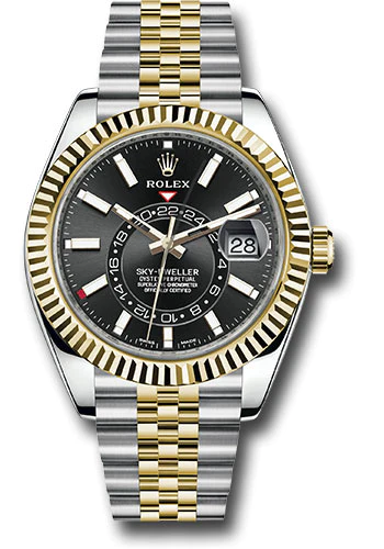 Replica horloge Rolex Sky dweller 05 (42mm) 326933 Bicolor (zwarte wijzerplaat) Jubilee-Automatic- Top kwaliteit!