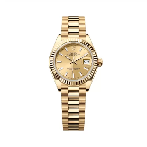 Replica horloge Rolex Datejust Dames 005 (28mm) 279178 Champagne dial President band Gold-Automatic