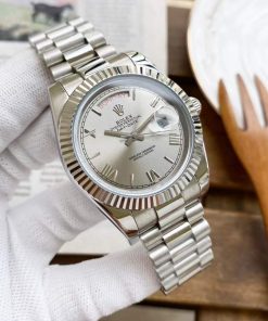 Replica horloge Rolex Day-Date 20 (40mm) 228239 President band (Zilvere Grijze wijzerplaat) Automatic