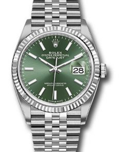 Replica horloge Rolex Datejust 45 (36mm) 126334 (Oyster band) Groene wijzerplaat (Automatic) Top kwaliteit!