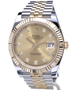 Replica horloge Rolex Datejust ll 26/2 (41mm) 126333 Jubilee Gold Steel Champagne Diamond Dial-Automatic-Top kwaliteit!