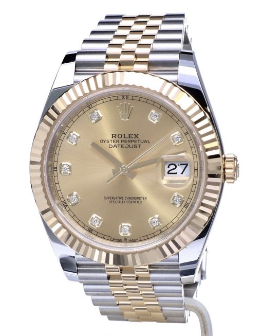 Replica horloge Rolex Datejust ll 26/2 (41mm) 126333 Jubilee Gold Steel Champagne Diamond Dial-Automatic-Top kwaliteit!