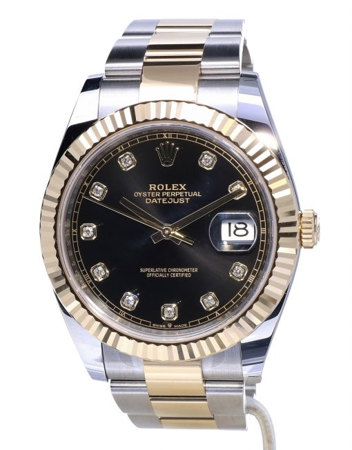 Replica horloge Rolex Datejust ll 25/3 126333 Oyster steel /Gold Steel Black Diamond Dial-Automatic-Top kwaliteit!