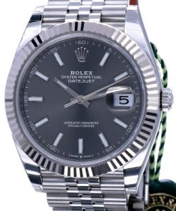 Replica horloge Rolex Datejust 20/2 (41 mm) 126334 Oysterband (Grijze wijzerplaat) Rhodium Automatic