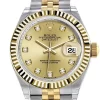 Replica horloge Rolex Datejust Dames 15 (28 mm) Bi-color 279173 Jubilee band Champagne Diamond Dial Fluted - Automatic (Gold)