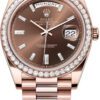 Replica horloge Rolex Day-Date 20/2 (40mm) 228345RBR 228345RB Rose gold Chocolate Diamond -President band Automatic
