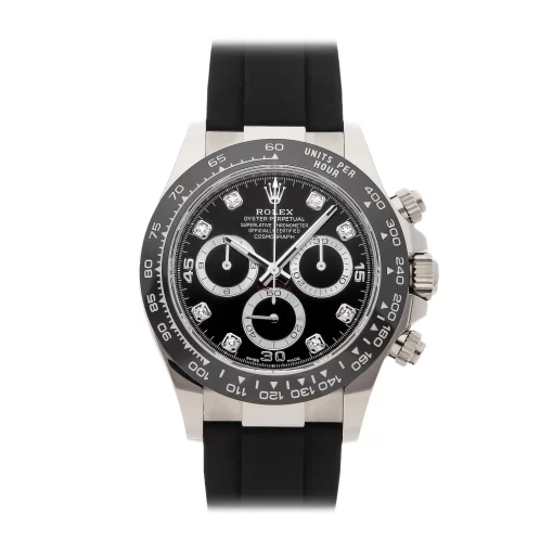 Replica horloge Rolex Daytona 08 cosmograph (40mm) 116519LN Zwarte wijzerplaat-White gold (Automatic) Diamonds Oysterfex-Top kwaliteit!