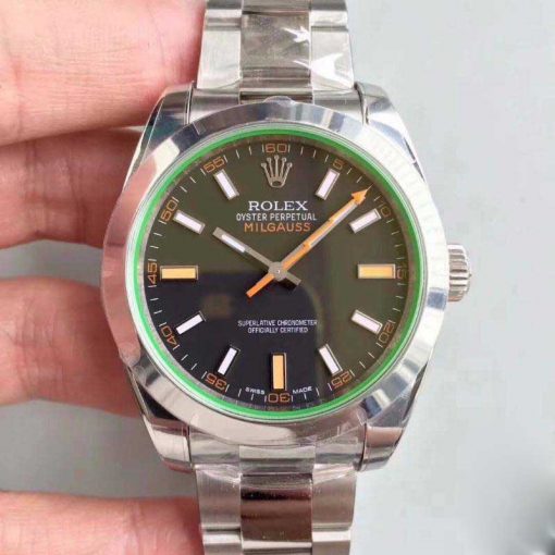 Replica horloge Rolex Milgauss 01/2 116400GV (40mm) Diepzwarte wijzerplaat en groen saffierglas-automatic-Top kwaliteit!