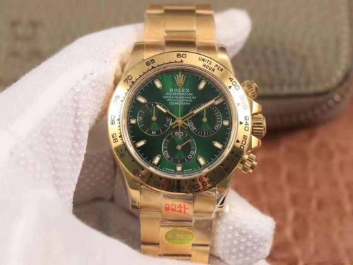 Replica horloge Rolex Daytona 01 cosmograph (40mm) Gold 116508 (Groene wijzerplaat) Hulk-Automatic-Top kwaliteit!