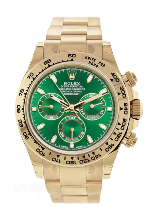 Replica horloge Rolex Daytona 01 cosmograph (40mm) Gold 116508 (Groene wijzerplaat) Hulk-Automatic-Top kwaliteit!