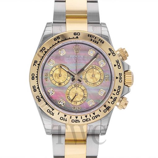 Replica horloge Rolex Daytona 29 cosmograph Bi color (40mm) Mother Of Pearl Dial Diamonds  -Automatic- -Top kwaliteit!