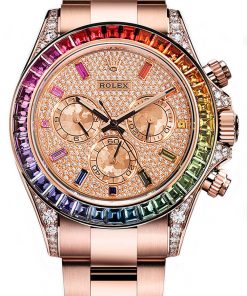 Replica horloge Rolex Daytona 30 cosmograph 116505 Rose gold (40mm) Diamonds pave  -Automatic- -Top kwaliteit!