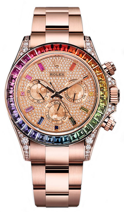 Replica horloge Rolex Daytona 30 cosmograph 116505 Rose gold (40mm) Diamonds pave  -Automatic- -Top kwaliteit!