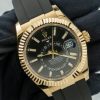 Replica horloge Rolex Sky dweller 09 326238 (42mm) Yellow gold Black -Oysterflex -Automatic-Top kwaliteit!
