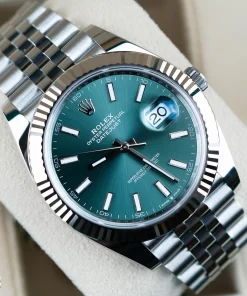 Replica horloge Rolex Datejust ll 19/6 (41mm) 126334 Jubilee Gekartelde bezel (Mintgroene wijzerplaat) Automatic-Top kwaliteit!