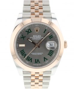 Replica horloge Rolex Datejust ll 17/5 (41mm) (Jubilee band) 126301 Rose Gold/Steel Slate Roman Smooth Bezel (Automatic) 2022 Top kwaliteit!