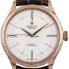 Replica horloge Rolex Cellini 08 (39mm) 50505 white dial van 18K Everose goud- leren band-Automatic-Top kwaliteit!