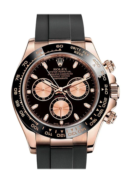 Replica horloge Rolex Daytona 34 cosmograph (40mm) 116513 Rose gold-Automatic-Oysterflex-Top kwaliteit!