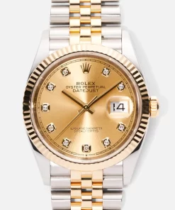 Replica horloge Rolex Datejust 40/4 (36mm) 126233- (Jubilee band) Bi-color Diamonds-Champagne Dial-Automatic-Top kwaliteit!