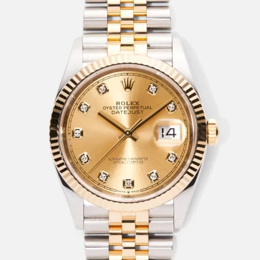 Replica horloge Rolex Datejust 40/4 (36mm) 126233- (Jubilee band) Bi-color Diamonds-Champagne Dial-Automatic-Top kwaliteit!