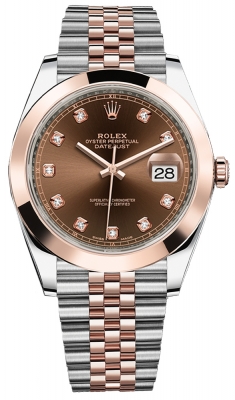 Replica horloge Rolex Datejust ll 59 (41mm) 126301 Rose gold 18K Chocolate Diamonds(Jubilee band) (Automatic) Bruine wijzerplaat- Top kwaliteit!