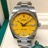 Replica horloge Rolex Oyster Perpetual 02 (41mm) 124300- (Oyster band) Yellow dial-Automatic-Top kwaliteit!