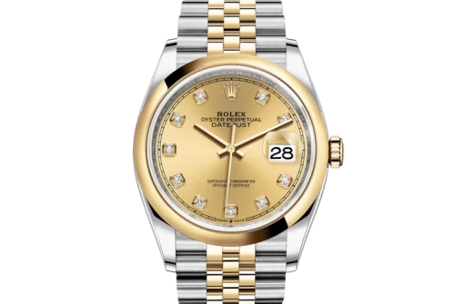 Replica horloge Rolex Datejust ll 17/10 (36 mm) 126203 Jubilee Champagnekleurig dial-met diamanten -Automatic-Top kwaliteit!
