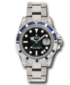 Replica horloge Rolex Gmt-master ll 14 (40mm) 116759SA diamonds (Oyster band) White gold 18K Automatic-Top kwaliteit!