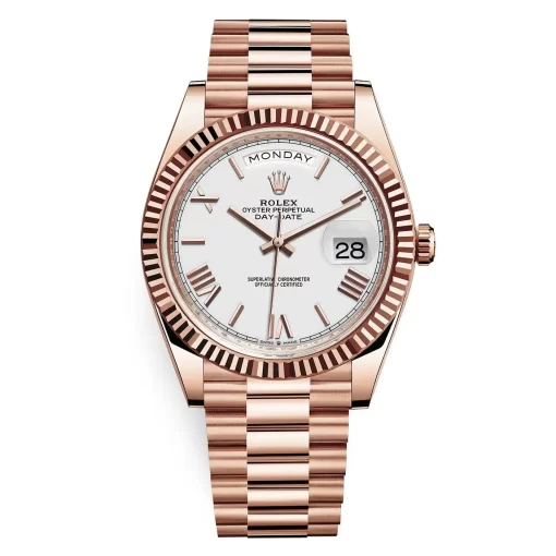 Replica horloge Rolex Day-Date ll 01/2 (40mm) President 228235 18k Everose Gold White Dial-Automatic- Top Kwaliteit!