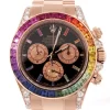 Replica horloge Rolex Daytona 30/1 cosmograph (40mm) Rainbow Colored Baguette Bezel Rose Gold Oyster -Automatic- -Top kwaliteit!