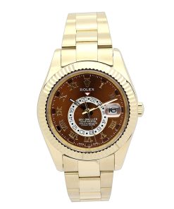 Replica horloge Rolex Sky-Dweller 17 -326938 (42mm) Oyster Brown Dial Yellow Gold -Automatic-Top kwaliteit!