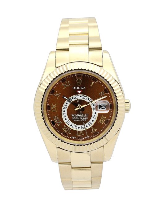 Replica horloge Rolex Sky-Dweller 17 -326938 (42mm) Oyster Brown Dial Yellow Gold -Automatic-Top kwaliteit!