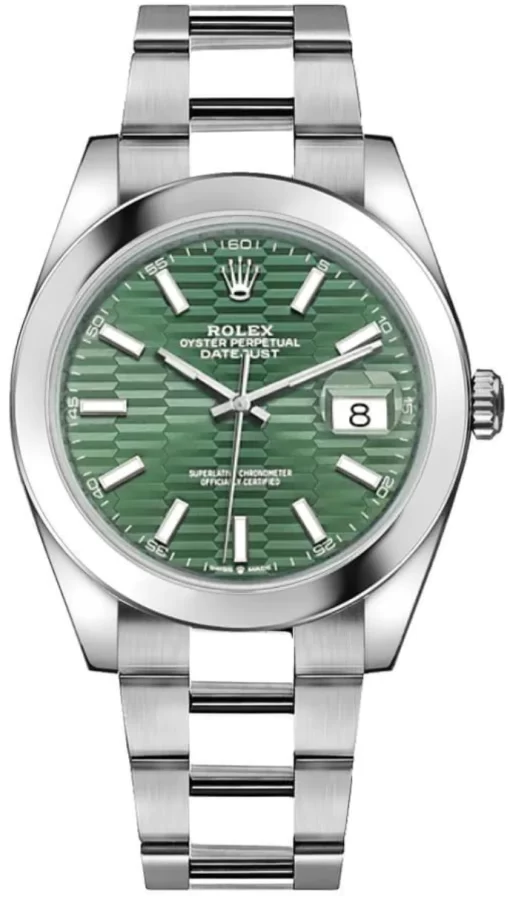 Replica horloge Rolex Datejust 65 (41mm) 126334 (Oyster band) Mintgroene Motif wijzerplaat (Automatic)  - Top kwaliteit!
